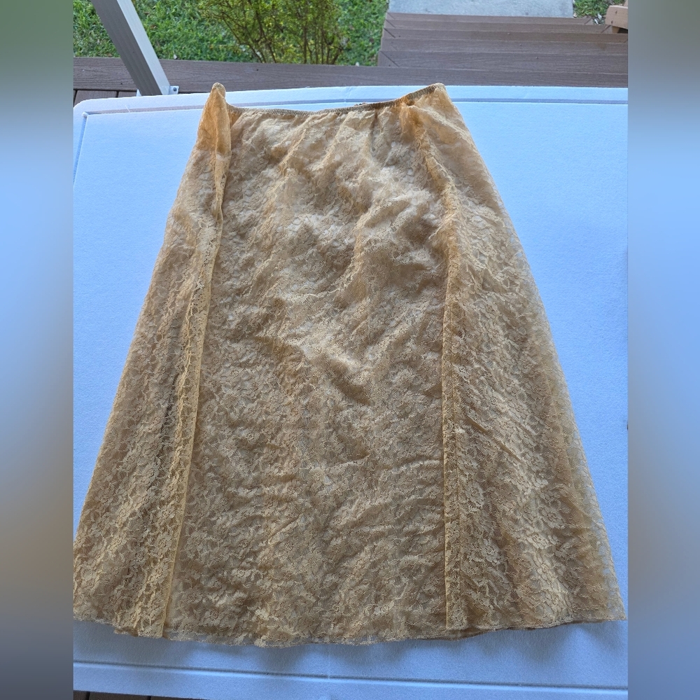 Elegant Lace A-Line Skirt in Gold